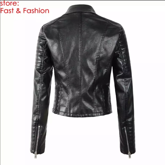 Motorcycle faux leather jacket - Picture 3 of 6